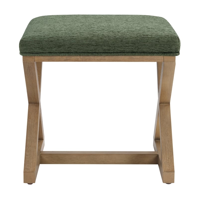 Carson X-Frame Stool in Pine Fabric and Medium Oak Finish Wood