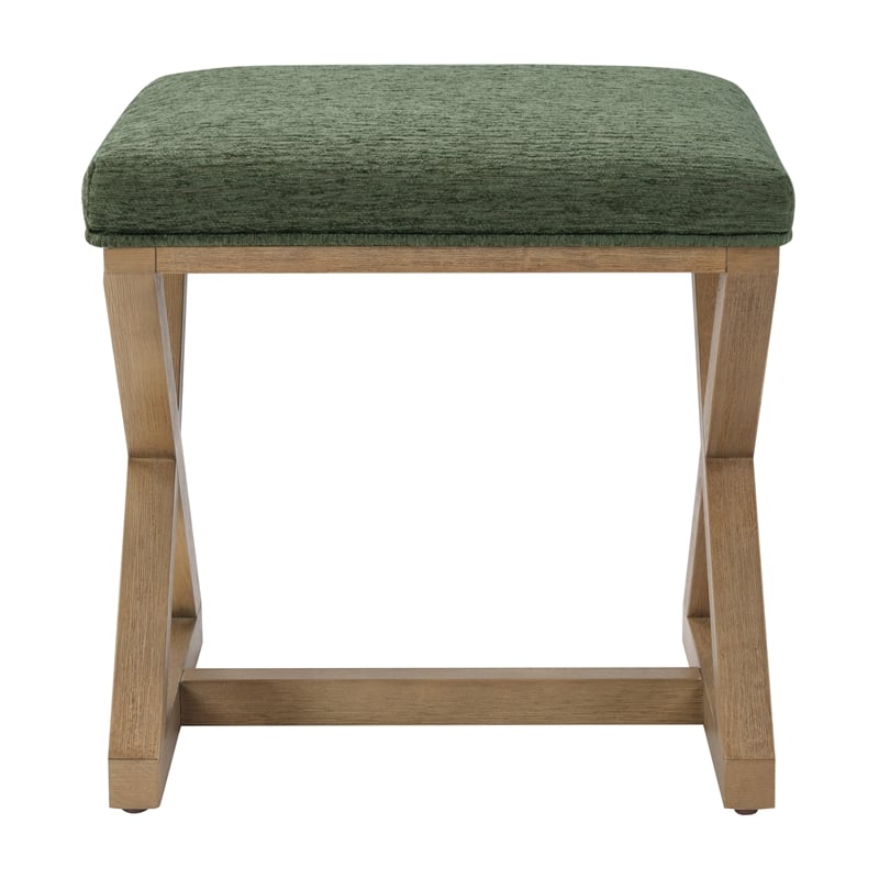 Carson X-Frame Stool in Pine Fabric and Medium Oak Finish Wood