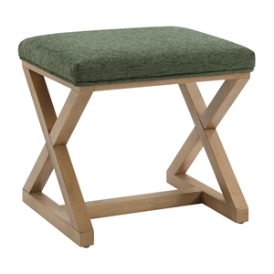 Carson X-Frame Stool in Pine Fabric and Medium Oak Finish Wood