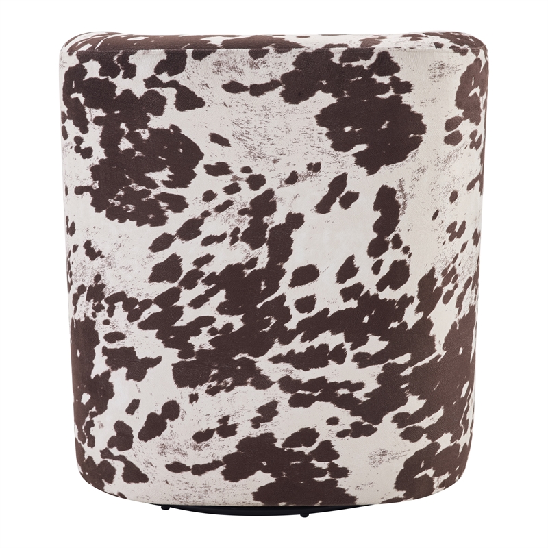 Lucia Swivel Chair in Brown Cow Fabric