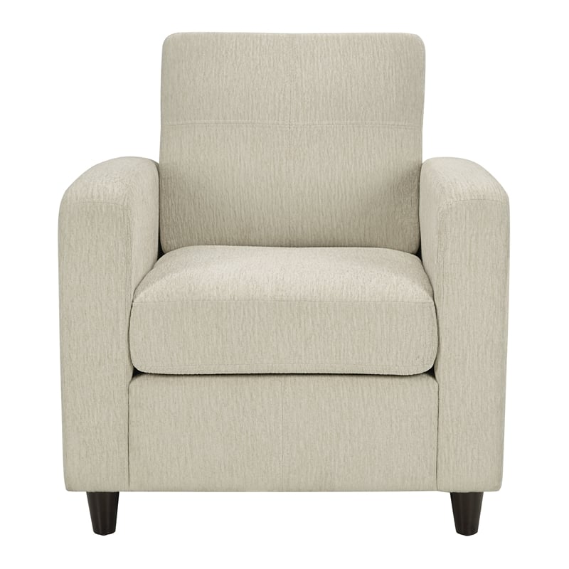 Venus Club Chair in Cream Fabric and Medium Espresso Legs