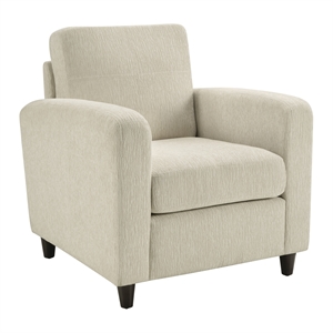 Venus Club Chair in Cream Fabric and Medium Espresso Legs