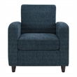 Venus Club Chair in Indigo Fabric and Medium Espresso Legs
