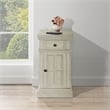 Chair Side Table with 1 Drawer and 1 Glass Door Engineered Wood in White Finish