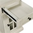 Chair Side Table with 1 Drawer and 1 Glass Door Engineered Wood in White Finish