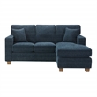Franklin Sectional in Navy Fabric  and Medium Oak Finished wood Legs