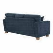 Franklin Sectional in Navy Fabric  and Medium Oak Finished wood Legs