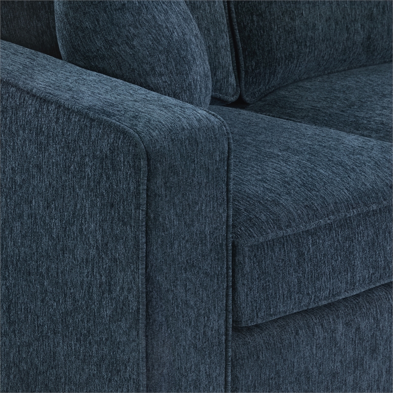 Franklin Sectional in Navy Fabric  and Medium Oak Finished wood Legs
