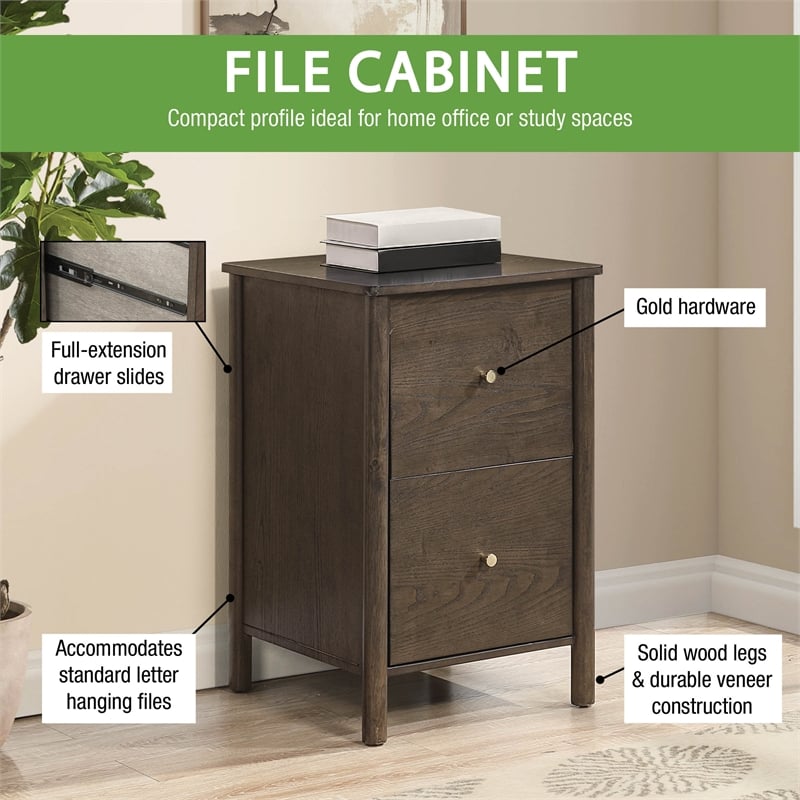 Wembley Assembled 2-Drawer File Cabinet Engineered Wood Burnt Ash Finish
