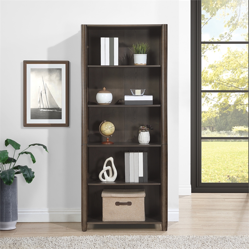 Wembley 5-Shelf Bookcase Engineered Wood in Burnt Ash Finish