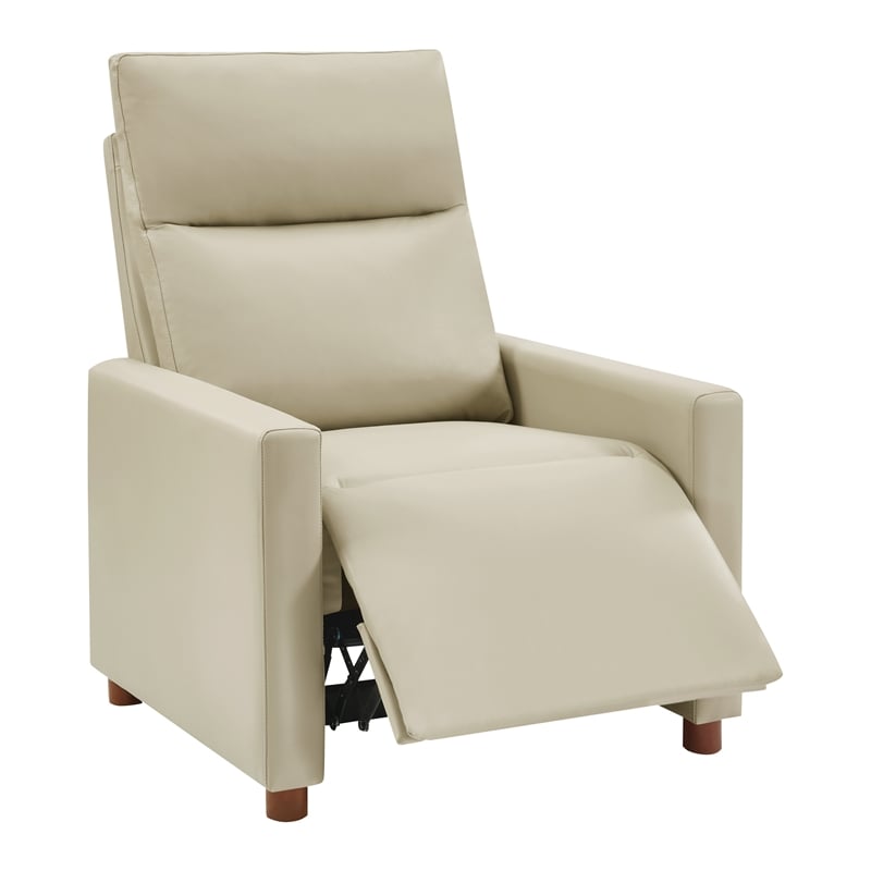 Vincent Pushback Recliner in Faux Leather Taupe Fabric
