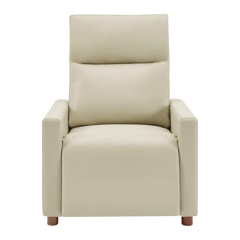 Vincent Pushback Recliner in Faux Leather Taupe Fabric