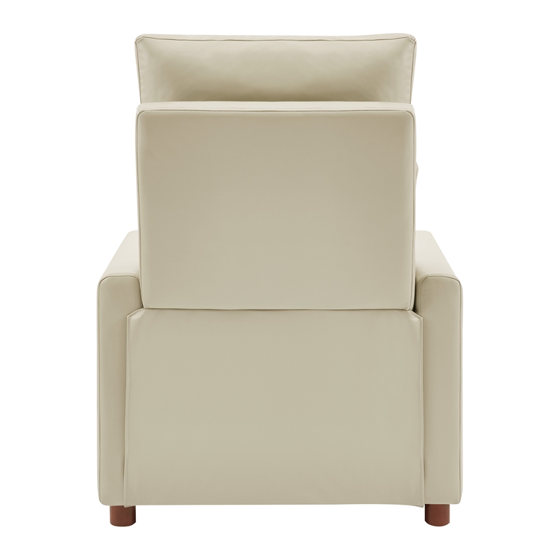 Vincent Pushback Recliner in Faux Leather Taupe Fabric