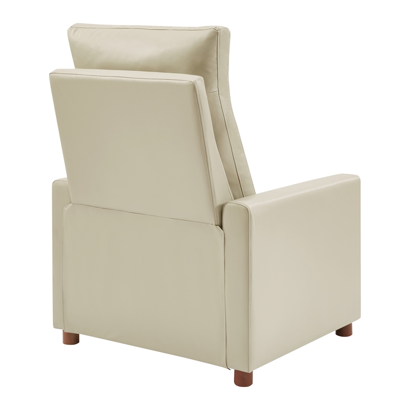 Vincent Pushback Recliner in Faux Leather Taupe Fabric