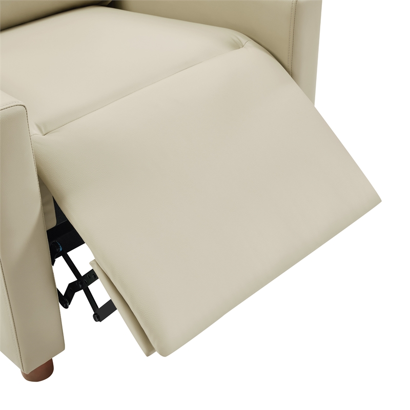 Vincent Pushback Recliner in Faux Leather Taupe Fabric