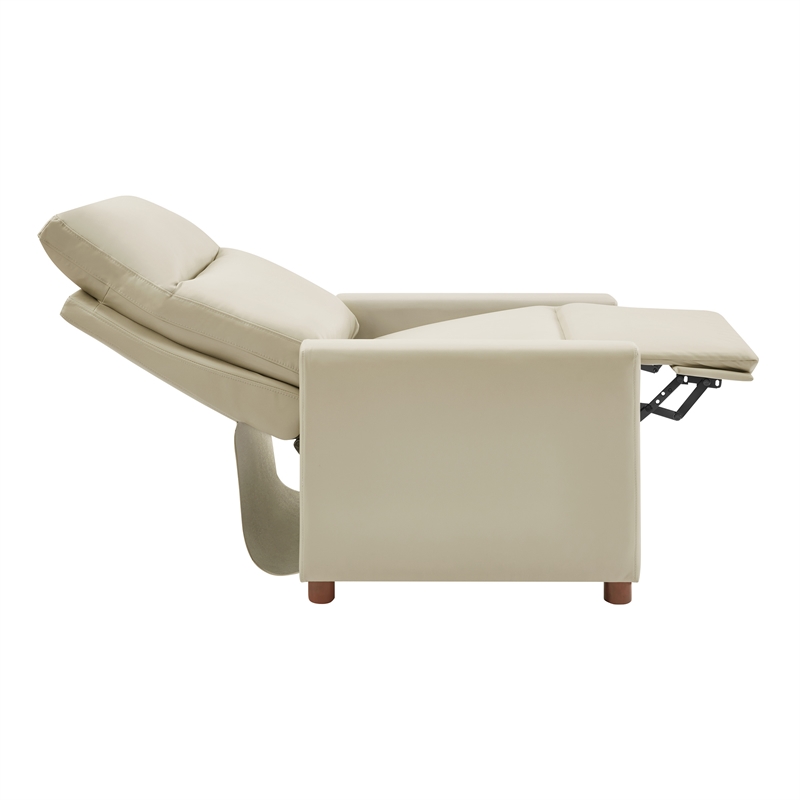 Vincent Pushback Recliner in Faux Leather Taupe Fabric