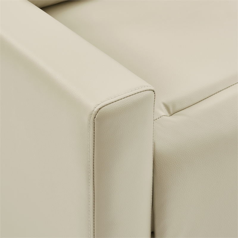 Vincent Pushback Recliner in Faux Leather Taupe Fabric