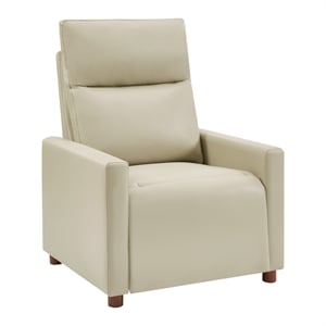 Vincent Pushback Recliner in Faux Leather Taupe Fabric