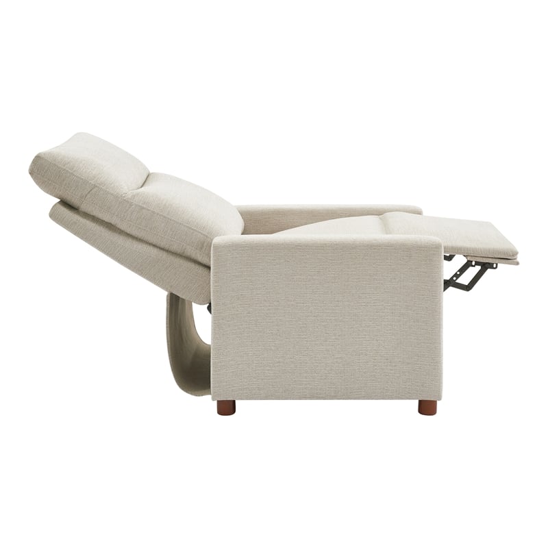 Vincent Pushback Recliner in Linen White Fabric