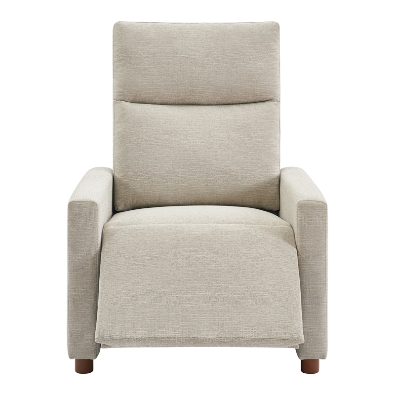 Vincent Pushback Recliner in Linen White Fabric