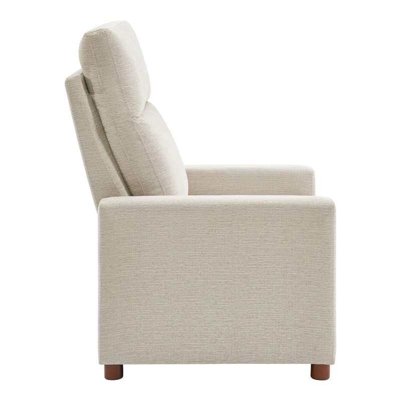 Vincent Pushback Recliner in Linen White Fabric