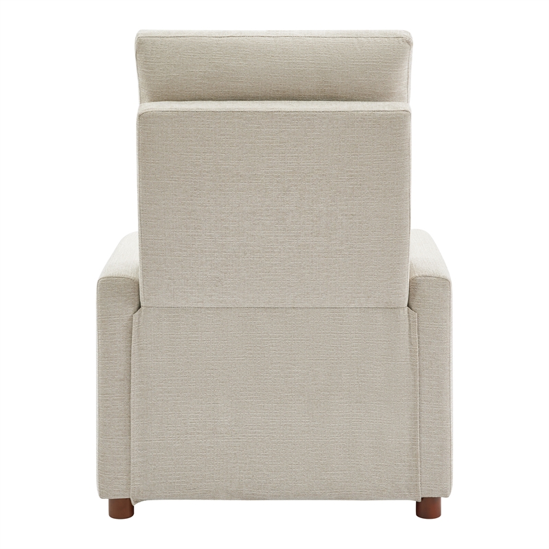 Vincent Pushback Recliner in Linen White Fabric