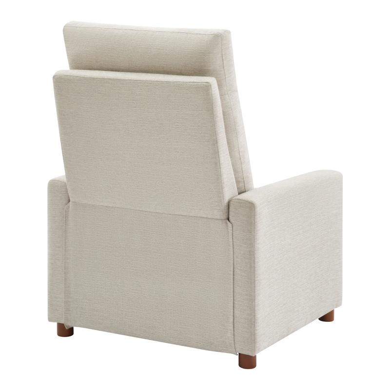 Vincent Pushback Recliner in Linen White Fabric