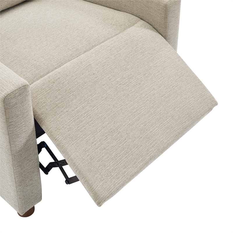 Vincent Pushback Recliner in Linen White Fabric
