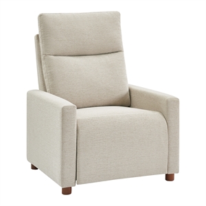 Vincent Pushback Recliner in Linen White Fabric