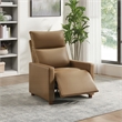 Vincent Pushback Recliner in Faux Leather Saddle Brown Fabric