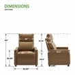 Vincent Pushback Recliner in Faux Leather Saddle Brown Fabric
