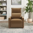 Vincent Pushback Recliner in Faux Leather Saddle Brown Fabric