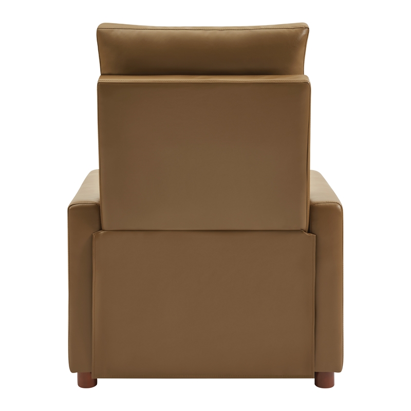 Vincent Pushback Recliner in Faux Leather Saddle Brown Fabric