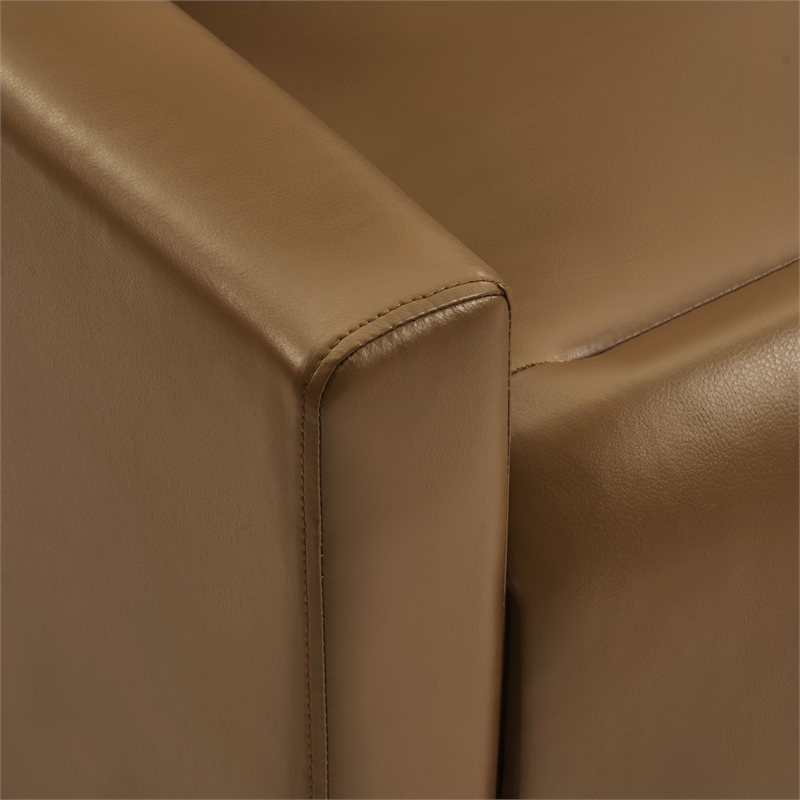 Vincent Pushback Recliner in Faux Leather Saddle Brown Fabric