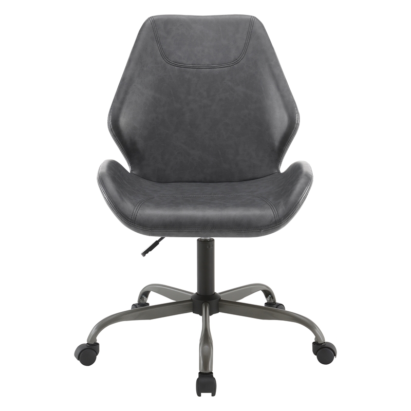 Topanga Office Chair in Black Faux Leather and Titanium Finish Base