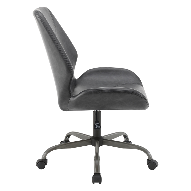 Topanga Office Chair in Black Faux Leather and Titanium Finish Base