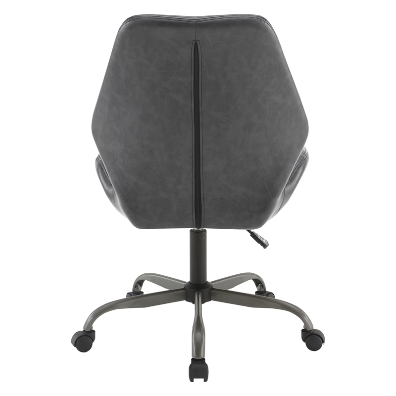Topanga Office Chair in Black Faux Leather and Titanium Finish Base