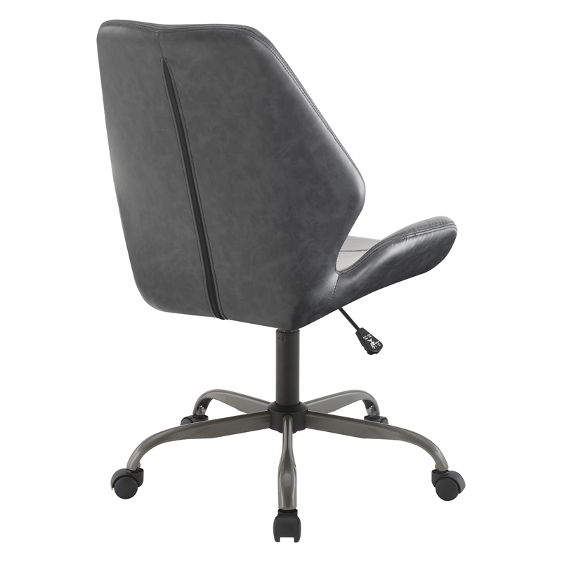 Topanga Office Chair in Black Faux Leather and Titanium Finish Base