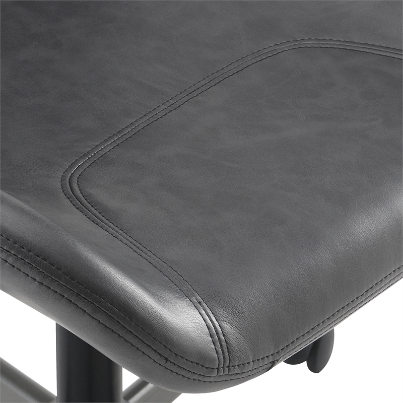 Topanga Office Chair in Black Faux Leather and Titanium Finish Base