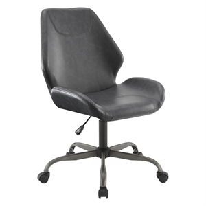 Topanga Office Chair in Black Faux Leather and Titanium Finish Base