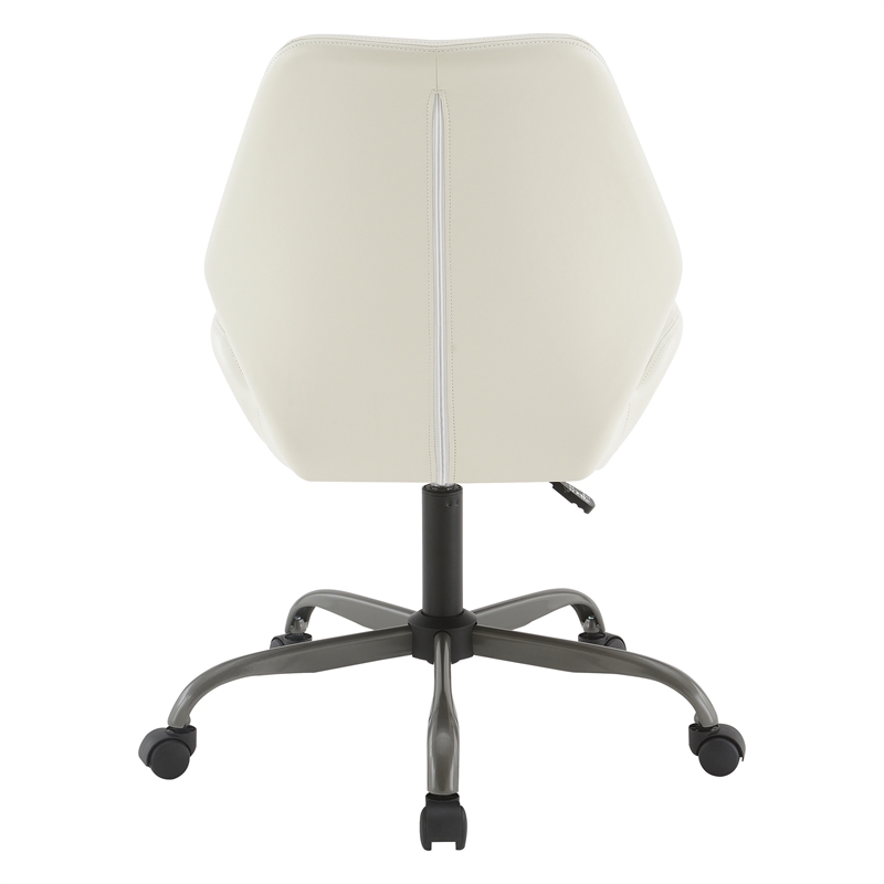 Topanga Office Chair in White Faux Leather and Titanium Finish Base