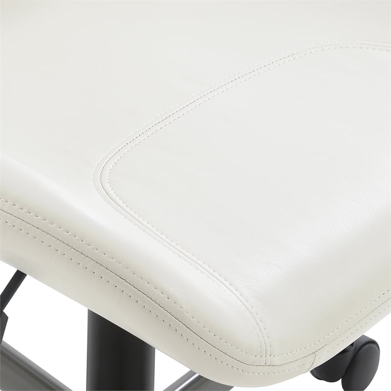 Topanga Office Chair in White Faux Leather and Titanium Finish Base