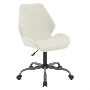 Topanga Office Chair in White Faux Leather and Titanium Finish Base