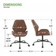 Topanga Office Chair in Saddle Brown Faux Leather and Titanium Finish Base
