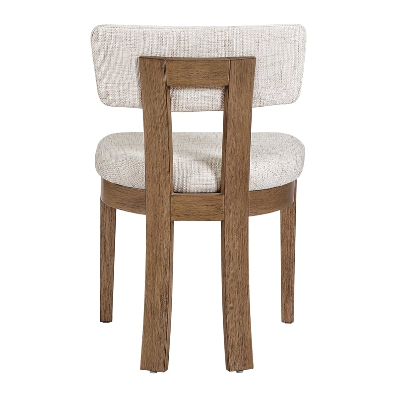 Hanson Dining Chair with Linen White Fabric and Medium Oak Wood