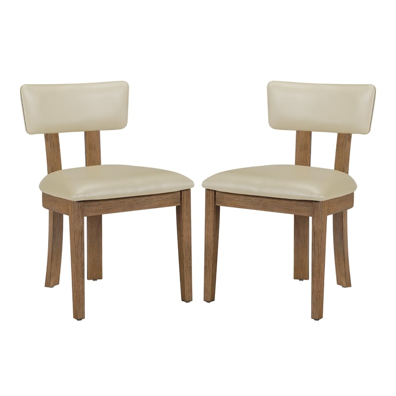 Hanson Dining Chair with Taupe Faux Leather and Medium Oak Wood