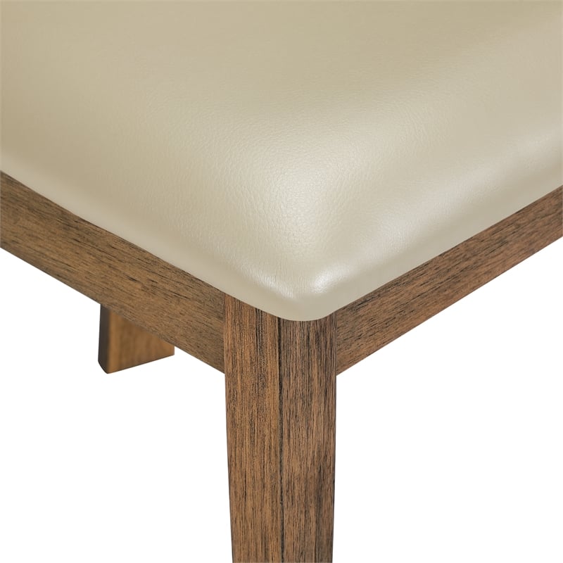 Hanson Dining Chair with Taupe Faux Leather and Medium Oak Wood