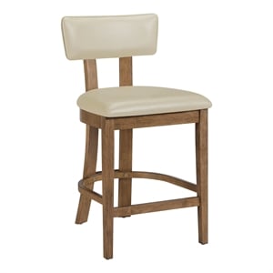 Hanson 26&quot Counter Stool with Taupe Faux Leather and Medium Oak Wood