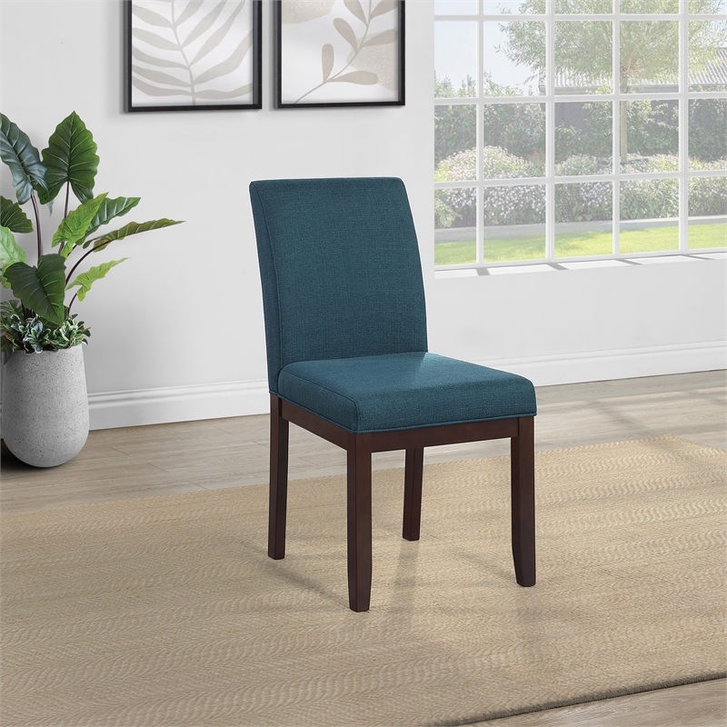Dakota Parsons Chair in Azure Fabric and Espresso Finished Legs