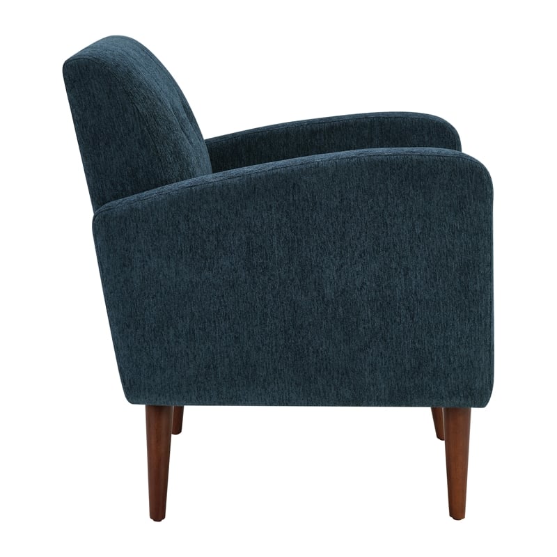 Lake Meadows Arm Chair in Navy Fabric with Medium Espresso Finished Legs